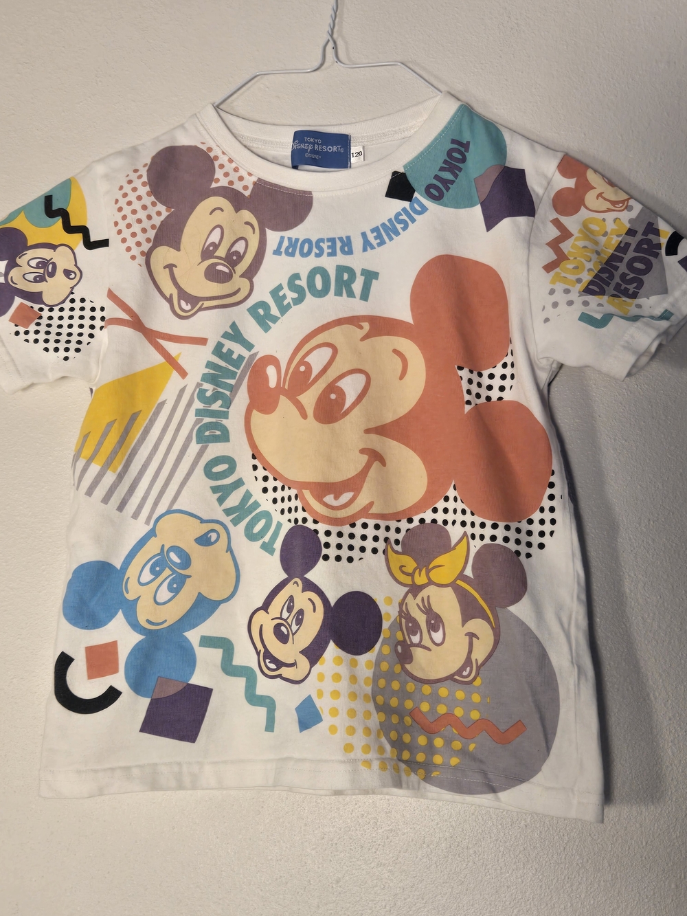 Disney Tokyo White Kids Short Sleeve Tee with Multicolor Mickey & Minnie Graphic